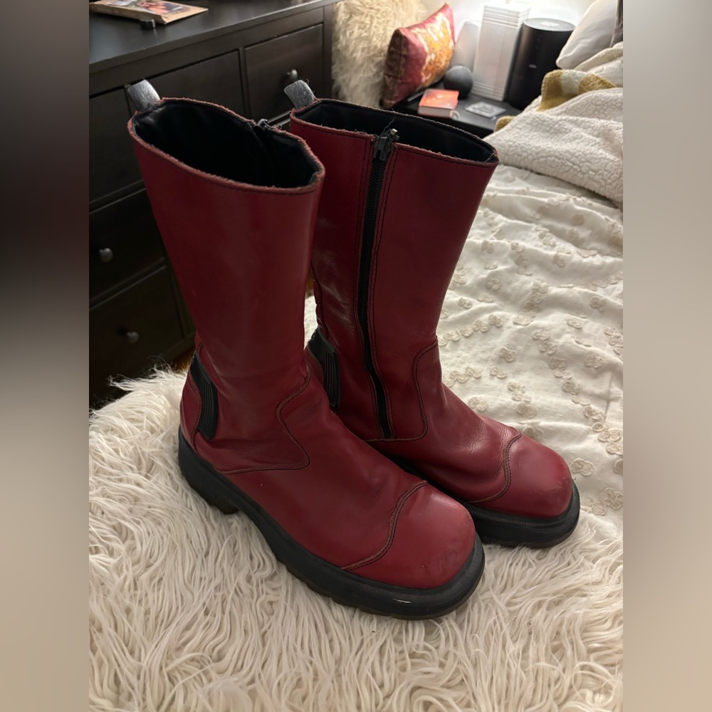 Dr. Martens vintage red moto boots. Women’s size UK6, so size 8 US. rare Find.